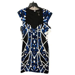 NWT Laundry by Shelli Segal Geometric Abstract Tribal Print Dress Sz 10 $138 Y2K